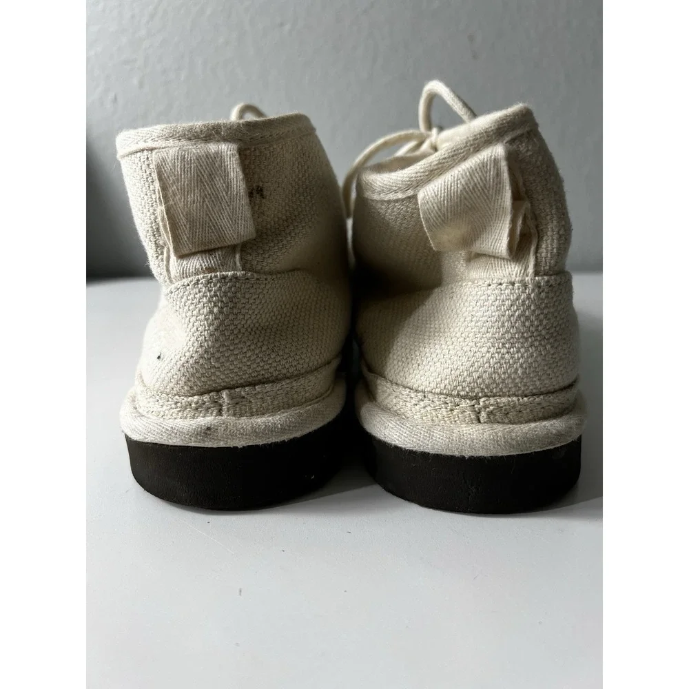 UGG Chukka Boots Mens 10 Cream Canvas Neumel Faux Fur Lined Lactae Hevea Sole